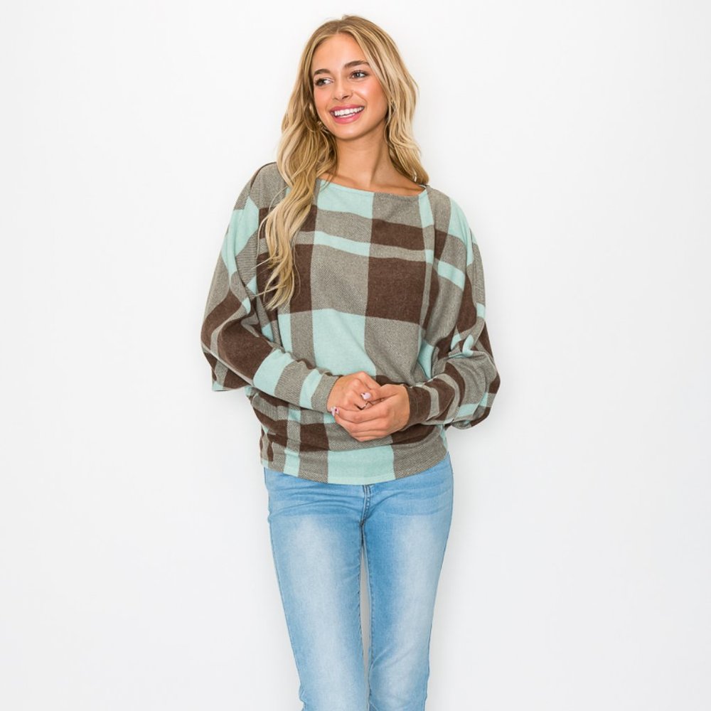 Plaid Dolman sleeve